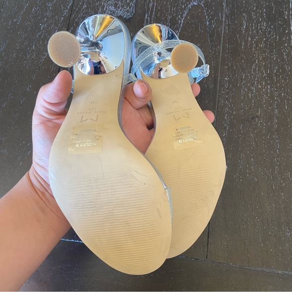 Marc‎ Fisher Calisty Silver Glitter Metallic Heels Strappy Sandals 7M Clear - Picture 4 of 13